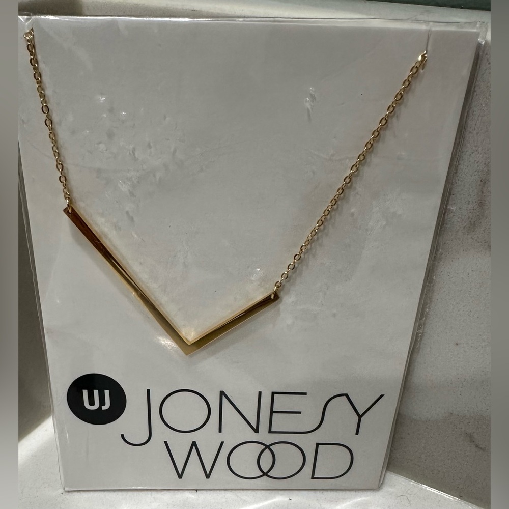 Jonesy Wood Large Initial Necklace L Gold Tone New